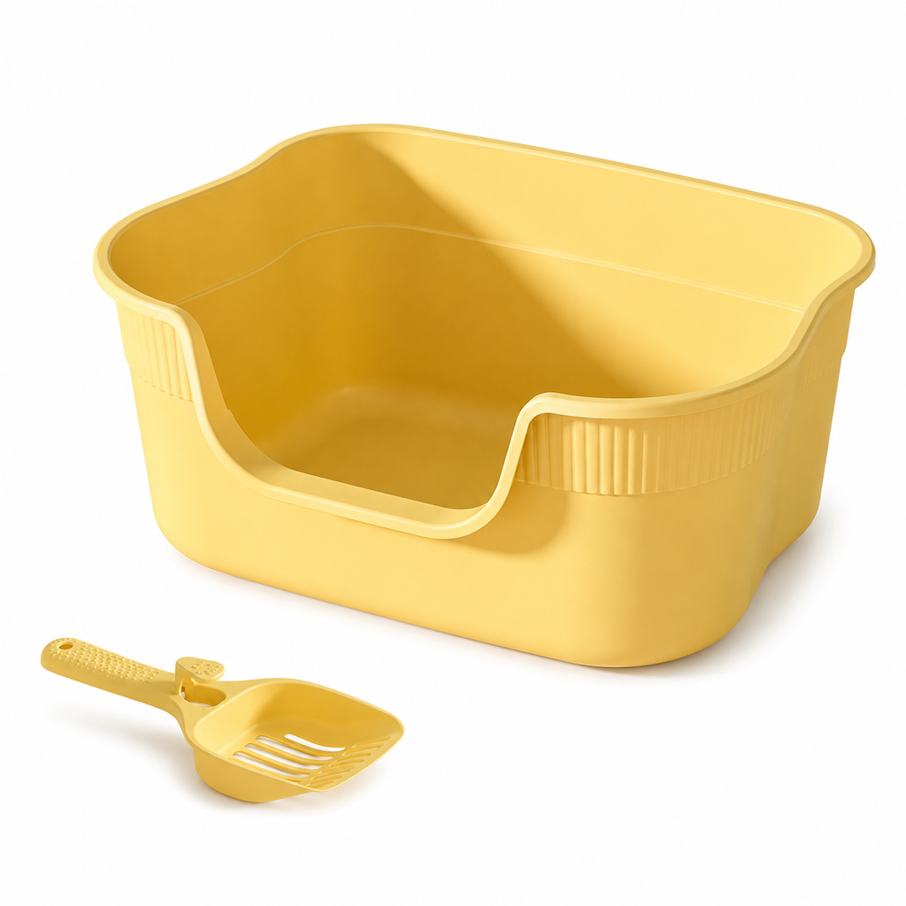 Semi Enclosed Cat Litter Box Anti Splashing Cat Toilet Sand Box with Litter Shovel Pet Bedpan Tray Pet Cleaning Supplies