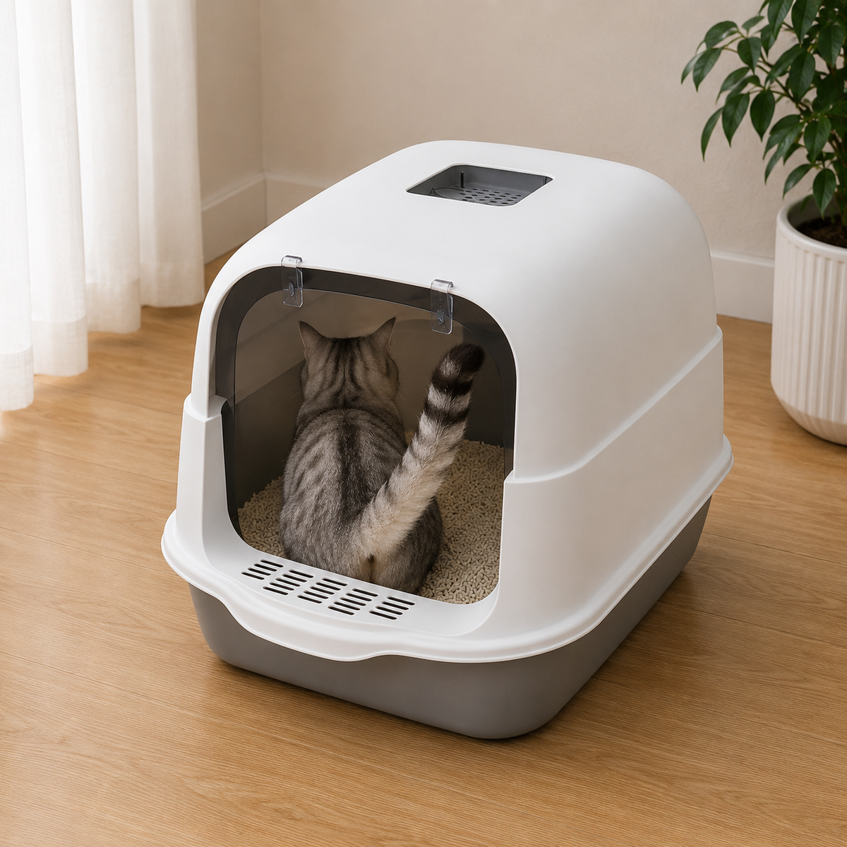 Pet Litter Box Fully Enclosed Spillproof Deodorant Cat Toilet Two-Way Shovel Large Capacity Cat Toilet Litter Box Closed Sandbox