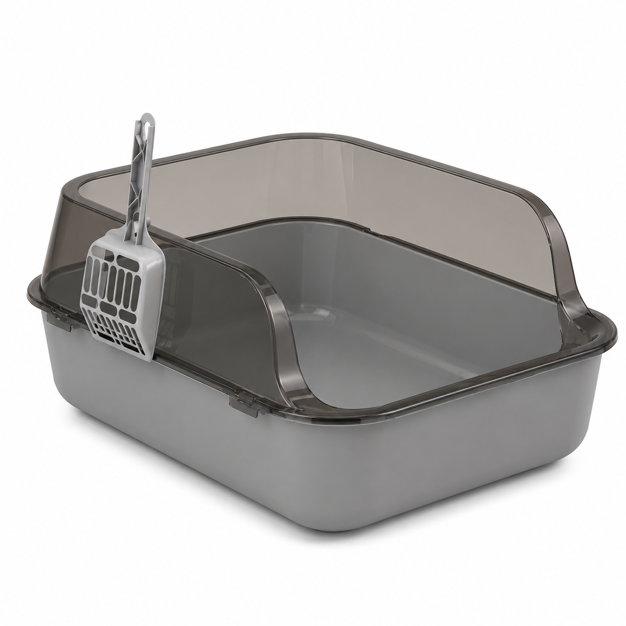 Semi-Enclosed Cat Litter Box Splashproof Kitten Toilet Tray Pet Cleaning Basin with High Sides for Indoor Use