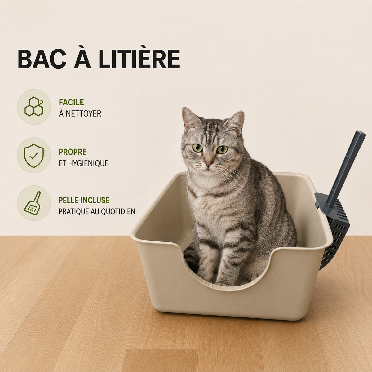 Open Top Pet Litter Tray Anti Splashing Cat Bedpan Cat Litter Box with High Side Kitty Litter Pan for Kitten Small Medium Cats