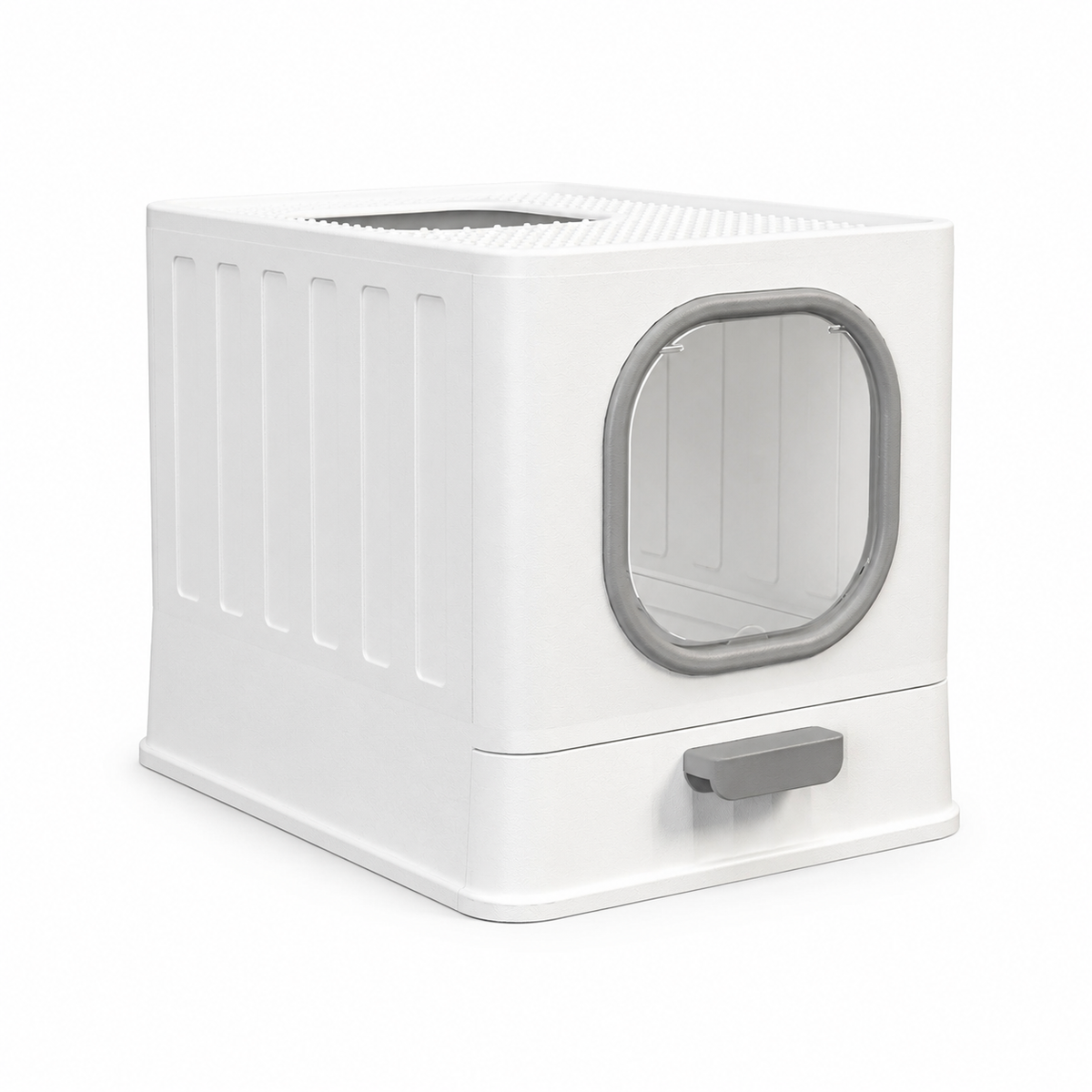 Cat Litter Box with Drawer,Enclosed Plastic Litter Box for Cat with Lid and Scoop,Front & Top Doors,Acrylic Window Little Box