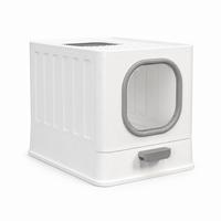 Cat Litter Box with Drawer,Enclosed Plastic Litter Box for Cat with Lid and Scoop,Front & Top Doors,Acrylic Window Little Box