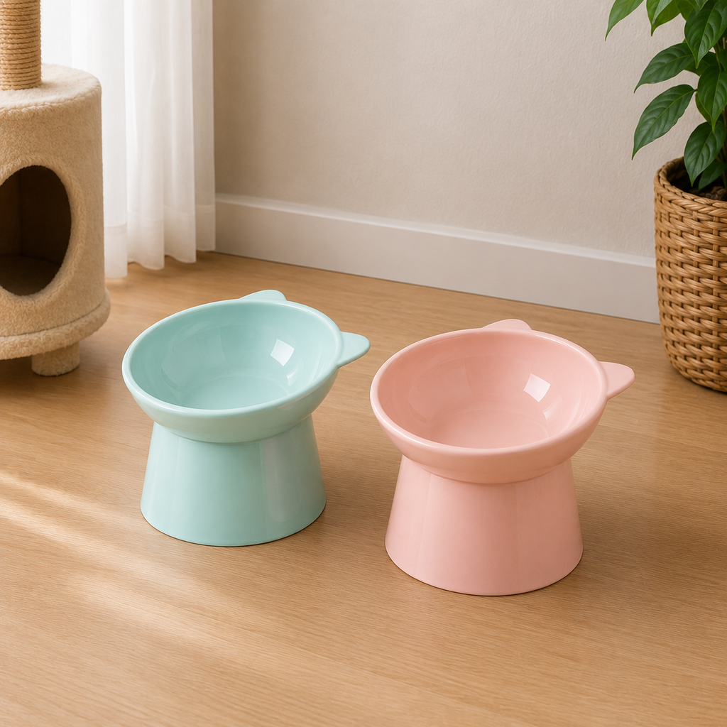 Tilted Cat Food Bowl Elevated Cat Bowl Ergonomic Cat Food Dish Anti Vomiting Raised Cat Food Bowl Non Slip for Cats Dogs
