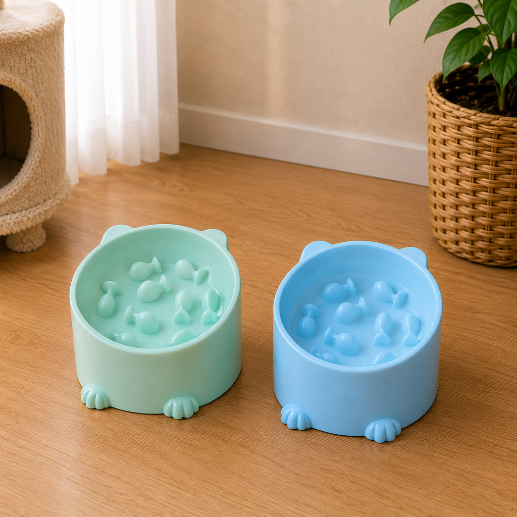 Pet High Foot Anti Choking Bowl Cat Basin Neck Protection Cat Food Bowl Rice Bow Slow Food Anti Choking Pet Bowl
