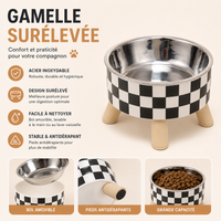 Pet cat and dog bowl polka-dot plaid stainless steel anti-slip easy to clean indoor and outdoor