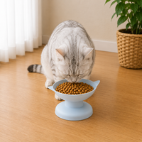 New Pet Cat Dog Bowl High Foot Dog Bowl 45° Neck Protector Cat Pet Food Water Bowl Anti-Overturning Binaural Pet Feeding Bowl