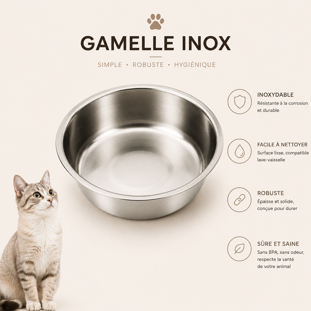 Large Capacity Dog Bowl Stainless Steel Pet Feeding Bowl Cat and Dog Food Drinking Bowl Metal Feeder Bowl Durable and Cheap