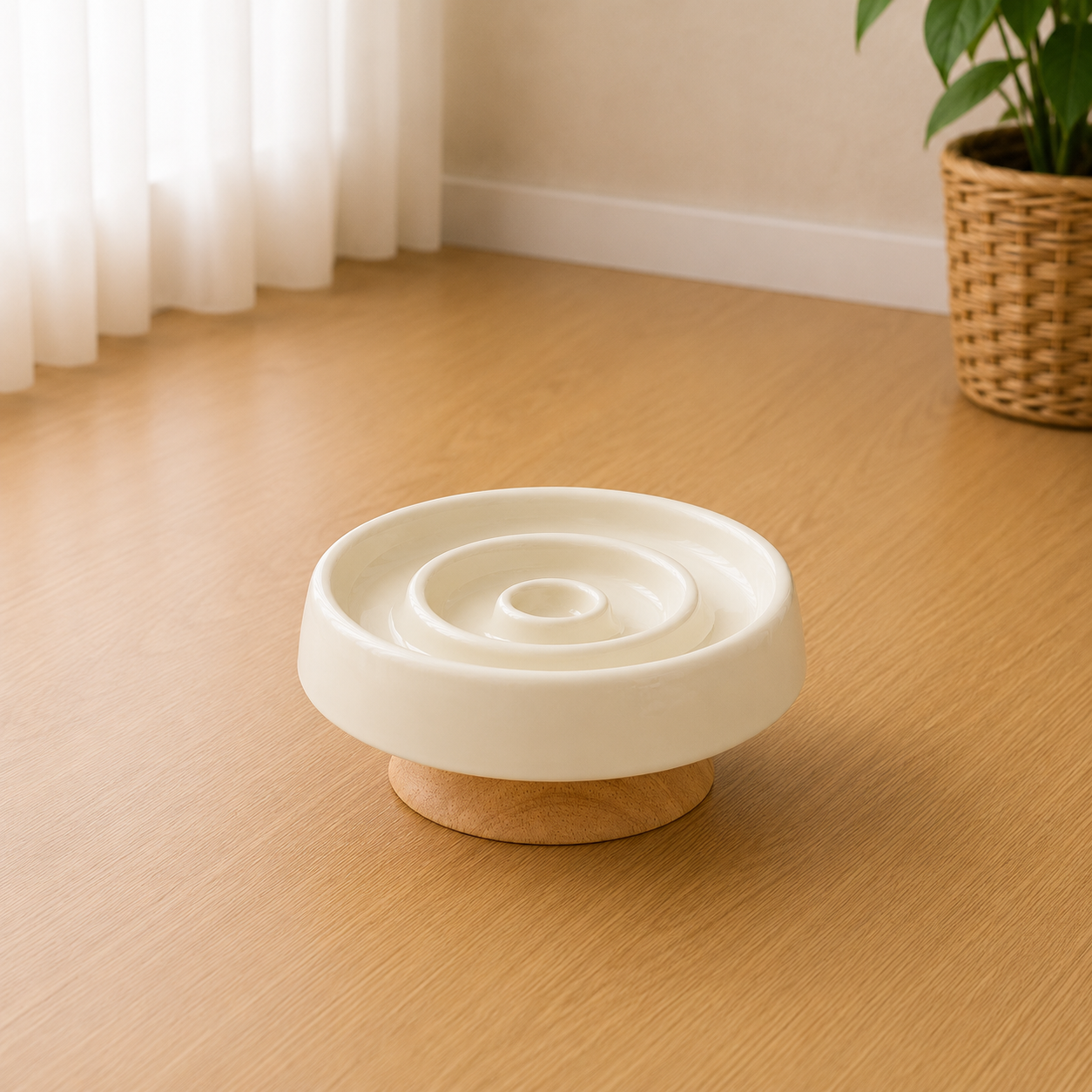 Ceramic Anti - Gulping Pet Feeding Container - Slow Feeder Bowl for Dogs and Cats, Puzzle Food Dish to Prevent Fast Eating