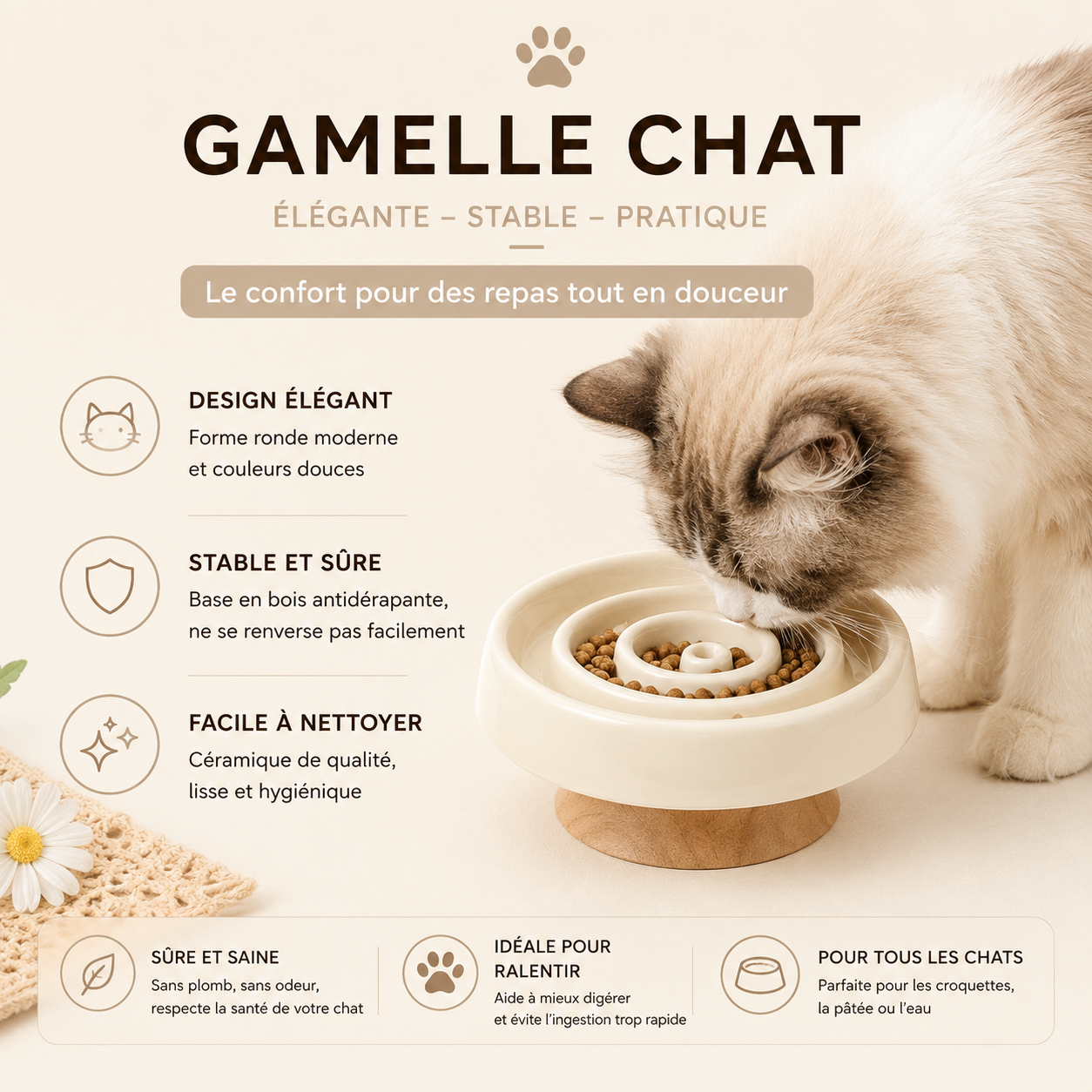 Ceramic Anti - Gulping Pet Feeding Container - Slow Feeder Bowl for Dogs and Cats, Puzzle Food Dish to Prevent Fast Eating