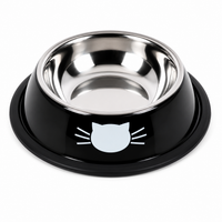 Cat Food Bowl Stainless Steel Kitten Cat Feeder Water Bowl With Non-Slip Rubber Base Small Pet Bowl Cat Accessories Pet Supplies