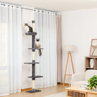 Adjustable Height Tall Cat Tree for Indoor Floor to Ceiling Cat Tower with Scratching Posts Cat Climbing Tree Scratcher Cat Toys