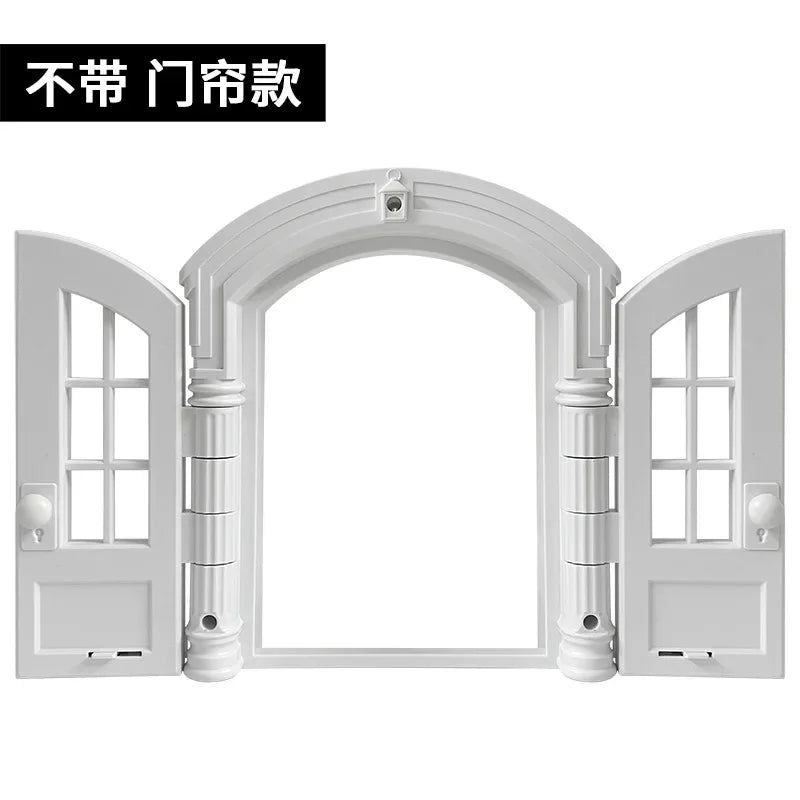 Cat Door French Retro Lockable Indoor Kitten Door For Bedroom Garage Window Corner Living Room Doorway Dorm Manor