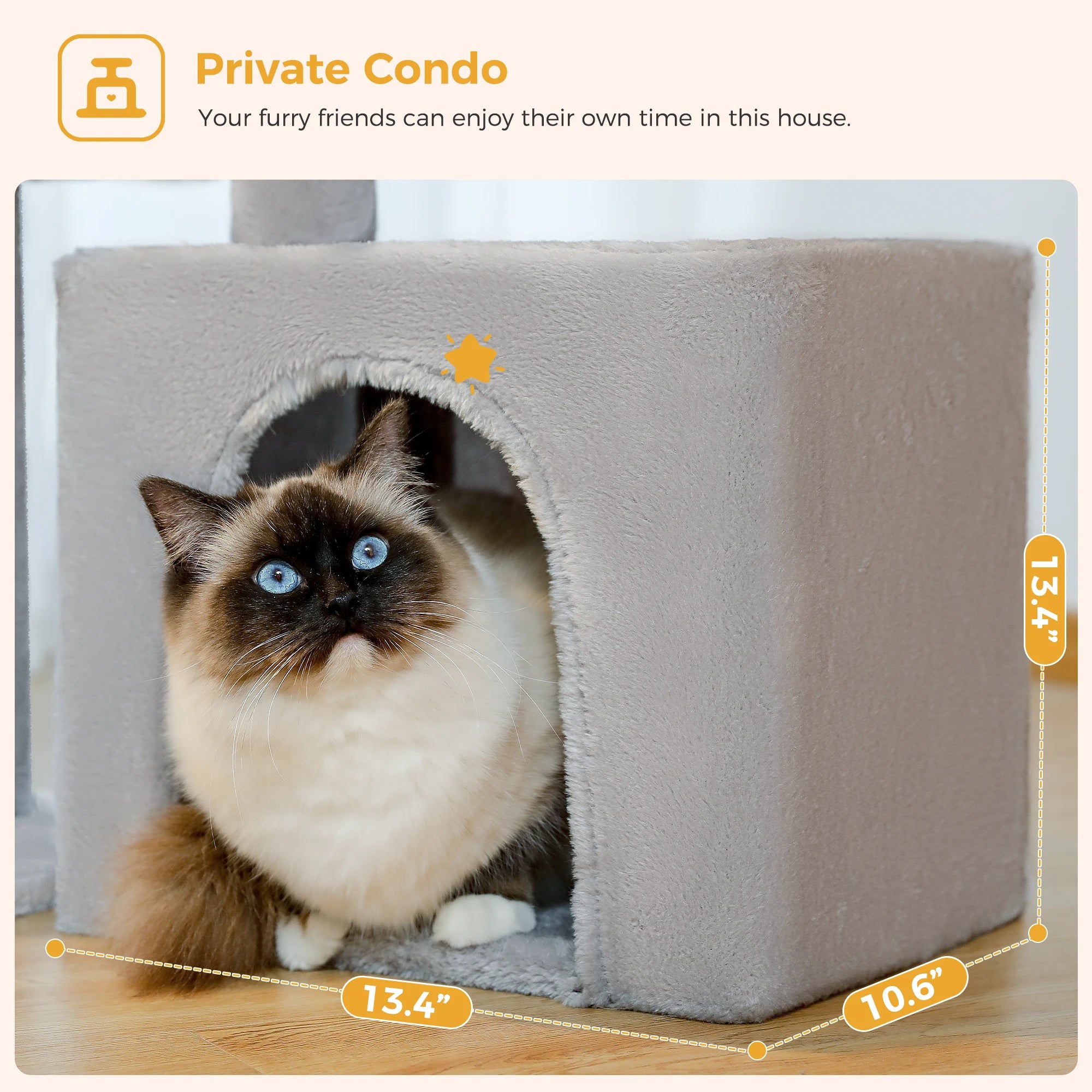 2 in 1 Cat Tree with Sisal Scratching Posts Cozy Condo Soft Hammock Removable Tope Perch Small Cat Tower for Indoor Cat Toys