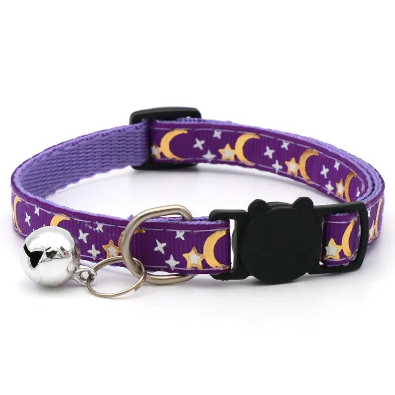 Pet Collar With Bell Cartoon Footprint Colorful Dog Puppy Kitten Collar Adjustable Safety Bell Ring Necklace Pet Accessories
