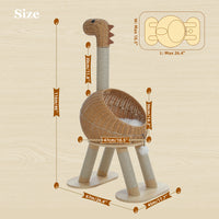Dinosaur Cat Tree Tower with Sisal Scratching Post Large Rattan Cat Condo for Indoor Wicker Cat Bed with Removable Mat Cat Toys