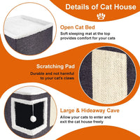 Cat Beds for Indoor Cats - Large Cat Cave for Pet Cat House with Fluffy Ball Hanging and Scratch Pad, Foldable Cat Hideaway