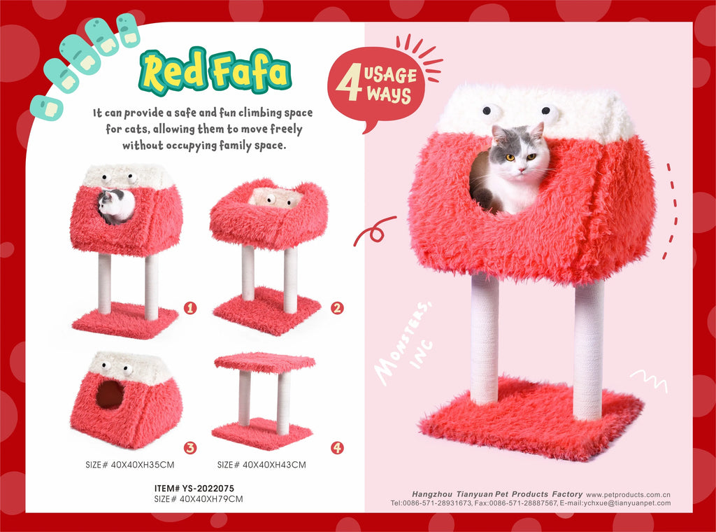 Custom Trends Bright Colors Funny Dumb Monster 4 Usage Ways Warm Cat Cave Bed Natural Sisal Cat Scratch Tree Tower