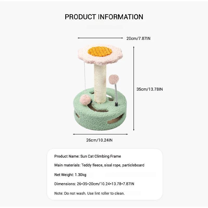 Sunflower Sisal Cat Tree Small Cat Scratching Post With Interactive Balls Cat Jumping Platform & Scratcher For Kittens