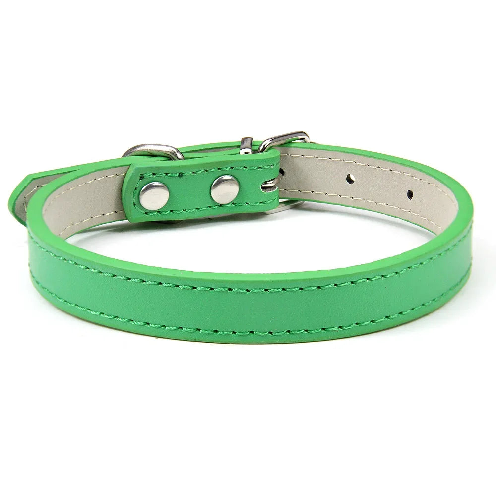 Soft Leather Solid Dog Collar Adjustable Puppy Neck Strap Safe Collars for Small Medium Big Dog Kitten Necklace Cat Accessories