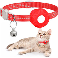 for Apple AirTag Cat Collar,Air Tag Pet Collar with airtag Holder and Bell Reflective GPS Kitten Collar for Girl Boy Cats gatos