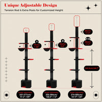 Adjustable Height Cat Tree for Indoor, Floor to Ceiling Cat Tower with Scratching Posts, Cat Condo, Hammock and Dangling Balls
