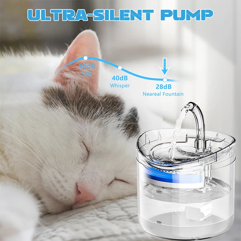 Automatic Cat Dog Water 2L Well With Water Tap Dog Water Sp Ender Transparent Filter Drinker Pet Sensor Drink Food Automatic