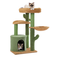 Cactus Cat Tree Cat Tower with Basket Lounger,Spacious Condo, Top Perches, Natural Sisal Scratching Post, Cat furniture,Cat Toys