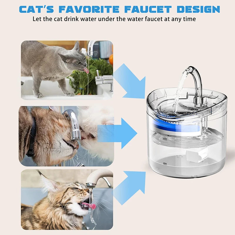 Automatic Cat Dog Water 2L Well With Water Tap Dog Water Sp Ender Transparent Filter Drinker Pet Sensor Drink Food Automatic