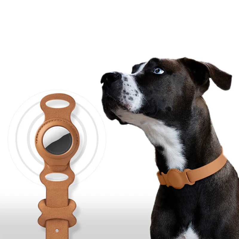 High-quality PU Leather Pet Collar With Airtag Holder, 3 Sizes Adjustable Pet Collar Perfect For Cat/Puppy/ Medium Large Dog