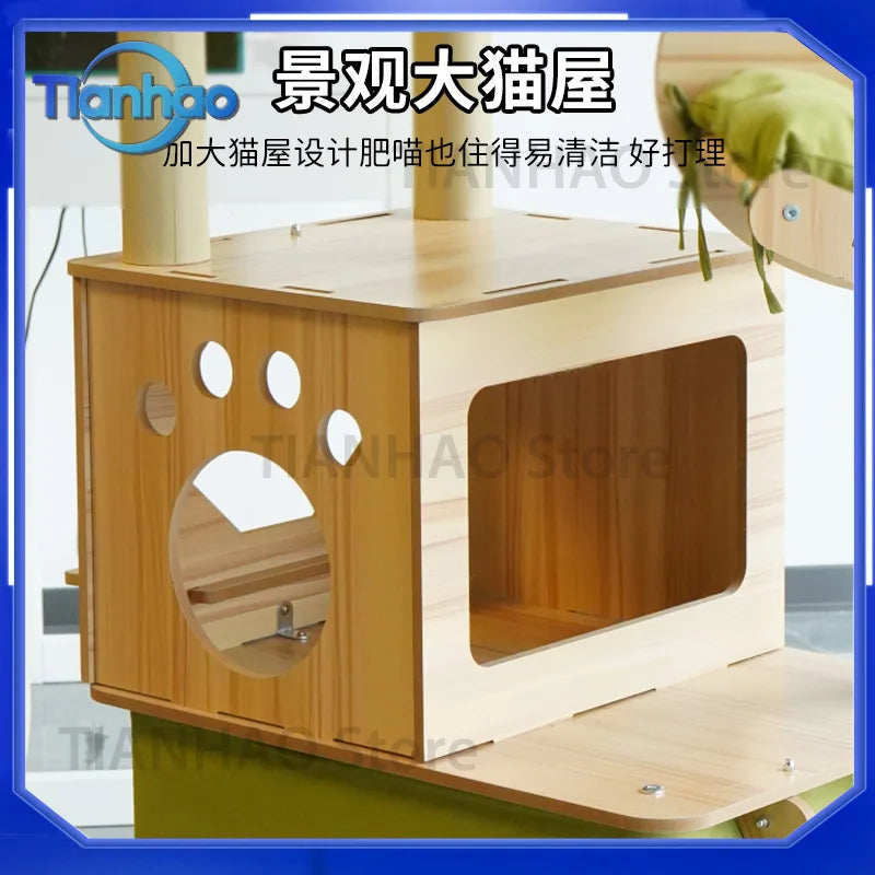 Cat Tree with Cat House Scratching Post Jumping Platform and Large Space Capsule Design for Cats Non-Space-Consuming Toy