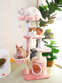 Cat Climbing Frame Cherry Blossom Powder Cat Tree Nest Grinding Claw Jumping Platform Toy Scratching Pole Cat Tower