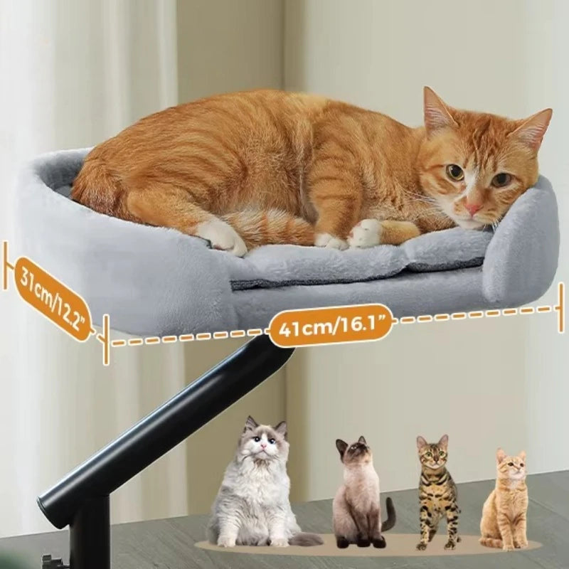 Adjustable Desktop Cats Shelf Rotating Plush Cat Bed Space-Saving Cat Hammock for Desk Multi-Functional Pet Climbing Bed