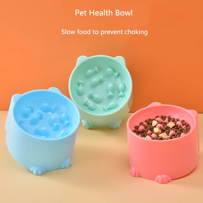 Pet High Foot Anti Choking Bowl Cat Basin Neck Protection Cat Food Bowl Rice Bow Slow Food Anti Choking Pet Bowl