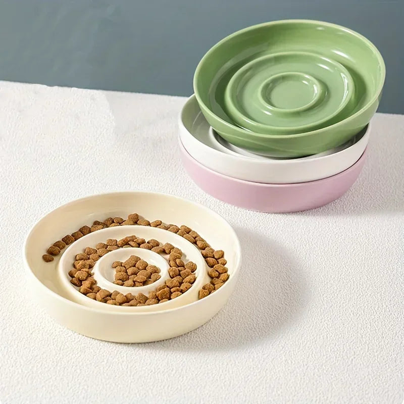 New Ceramic Cat Slow Food Bowl Anti-choking Small Dog Food Bowl Pet Supply