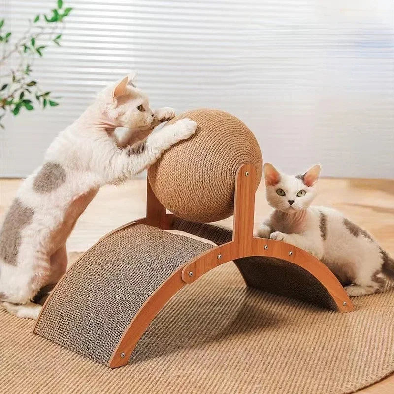 Cat Toys Scratching Board Wooden Cats Climbing Frame Vertical Scratch Resistant Cat Toy Rotating Sisal Rope Pet Cats Furnitures