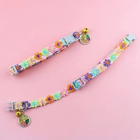 Pet Collar With Bell Cartoon Footprint Colorful Dog Puppy Kitten Collar Adjustable Safety Bell Ring Necklace Pet Accessories