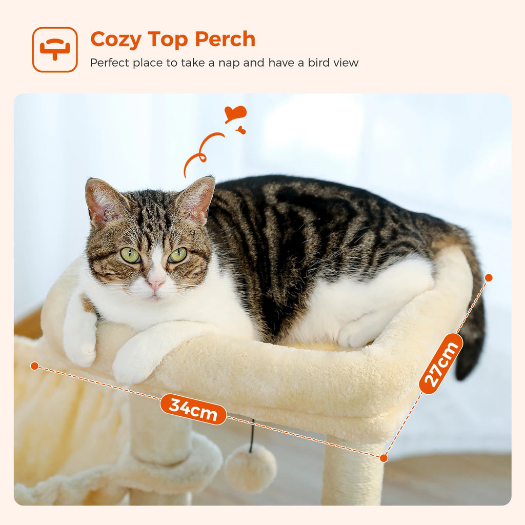 2 in 1 Cat Tree with Sisal Scratching Posts Cozy Condo Soft Hammock Removable Tope Perch Small Cat Tower for Indoor Cat Toys