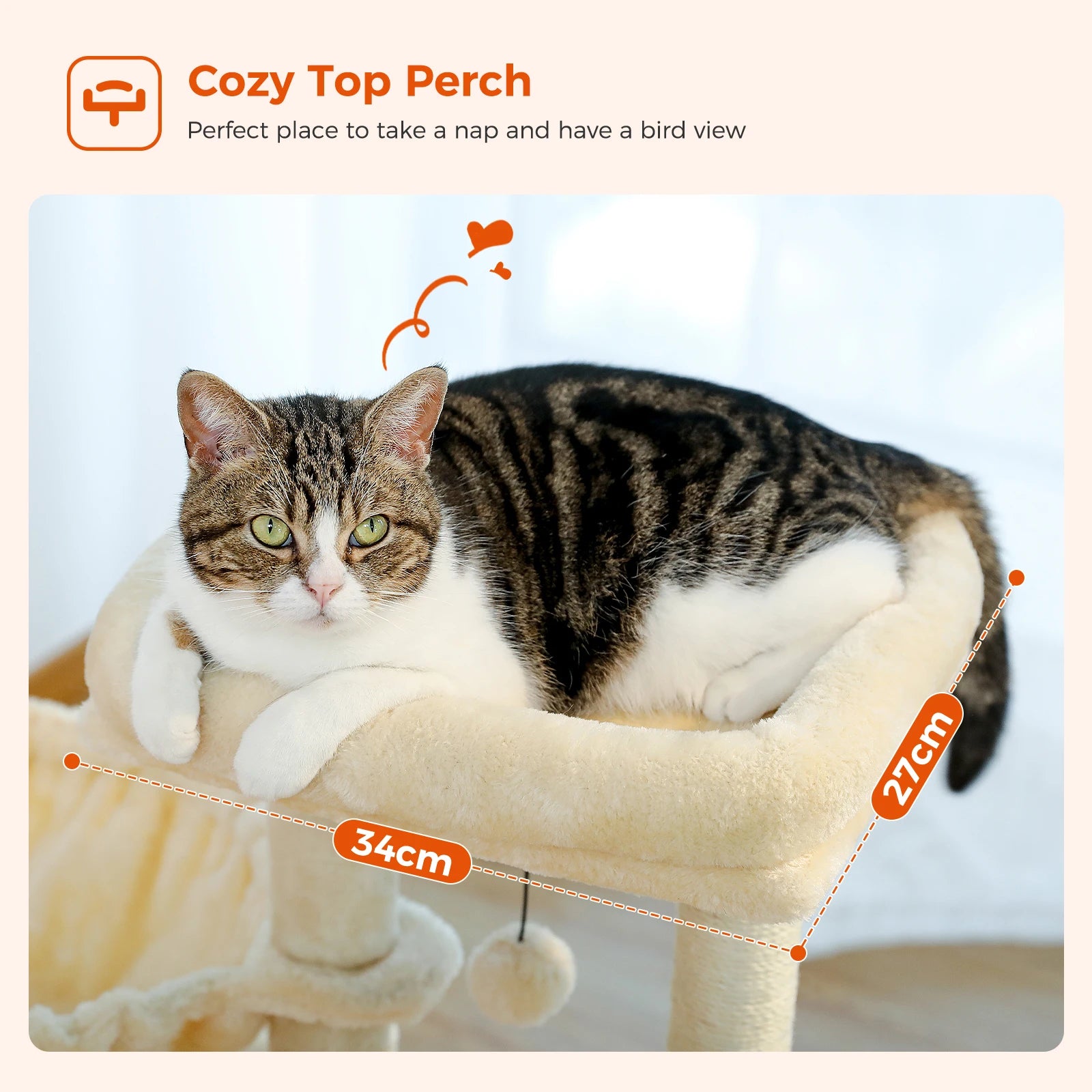 2 in 1 Cat Tree with Sisal Scratching Posts Cozy Condo Soft Hammock Removable Tope Perch Small Cat Tower for Indoor Cat Toys