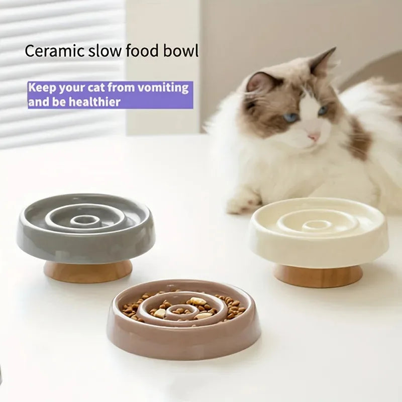Ceramic Anti - Gulping Pet Feeding Container - Slow Feeder Bowl for Dogs and Cats, Puzzle Food Dish to Prevent Fast Eating