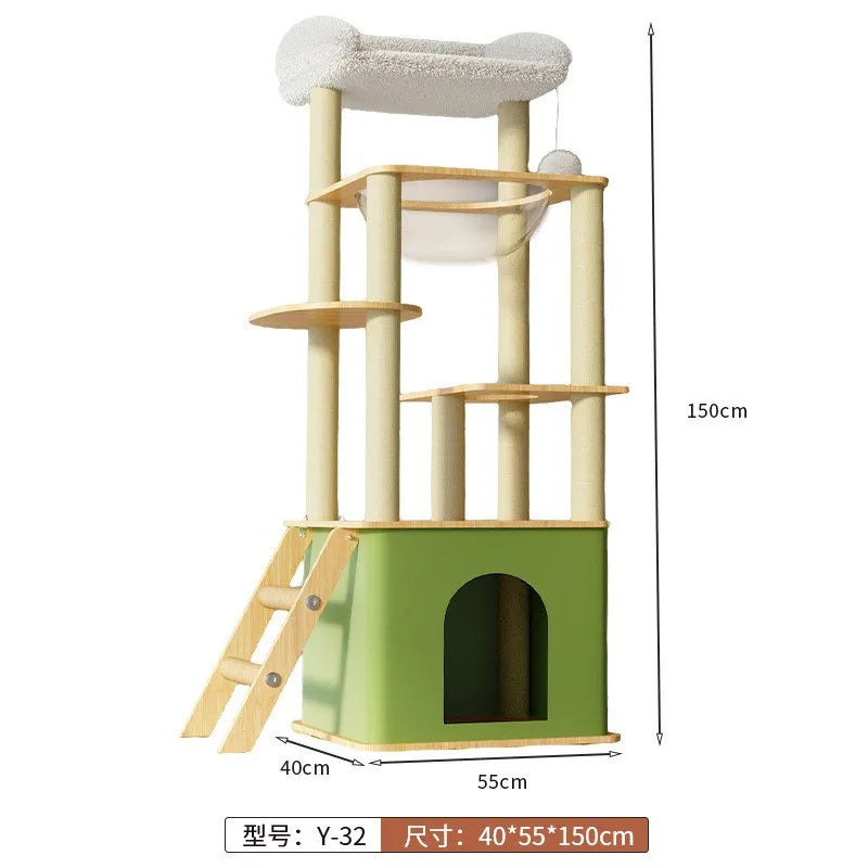 Cat Tree with Cat House Scratching Post Jumping Platform and Large Space Capsule Design for Cats Non-Space-Consuming Toy