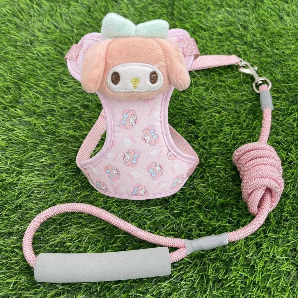 Anime Sanrio New Pochacco Traction Rope Break Free From Vest Small Cat Strap Rope Adjustable Dog Walking Leash Cartoon Kawaii