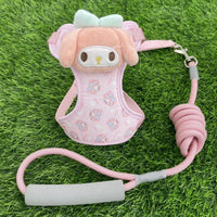 Anime Sanrio New Pochacco Traction Rope Break Free From Vest Small Cat Strap Rope Adjustable Dog Walking Leash Cartoon Kawaii