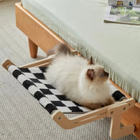 Window Mounted Cat Hammock Solid Wood Hanging Bed Sunbathing Nest for Cats Winter Pet Supplies Space Saving Indoor Furniture