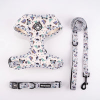 Breathable Adjustable Knit Fabric Dog Harness and Leash Set-All-Season Chest Vest with Press Buckle-for Small,Medium,Large Breed