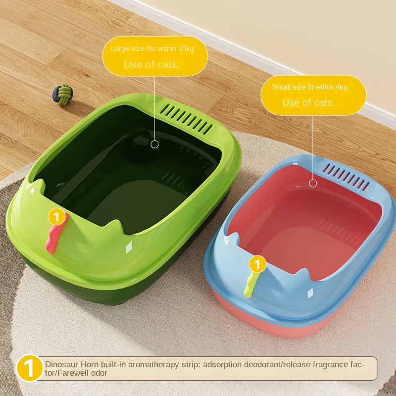 Dinosaur Semi-Closed Cat Litter Box Extra Large Anti-Splash Bedpan Washable Removable Plastic Toilet Stock Wholesale
