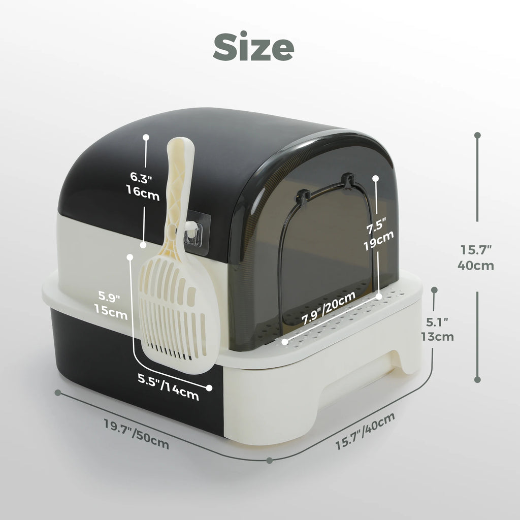 Foldable Cat Litter Box with Cat litter Scoop and Lid Indoor Large Drawer Type Enclosed Cat Toilet Anti-Splashing Easy to Clean