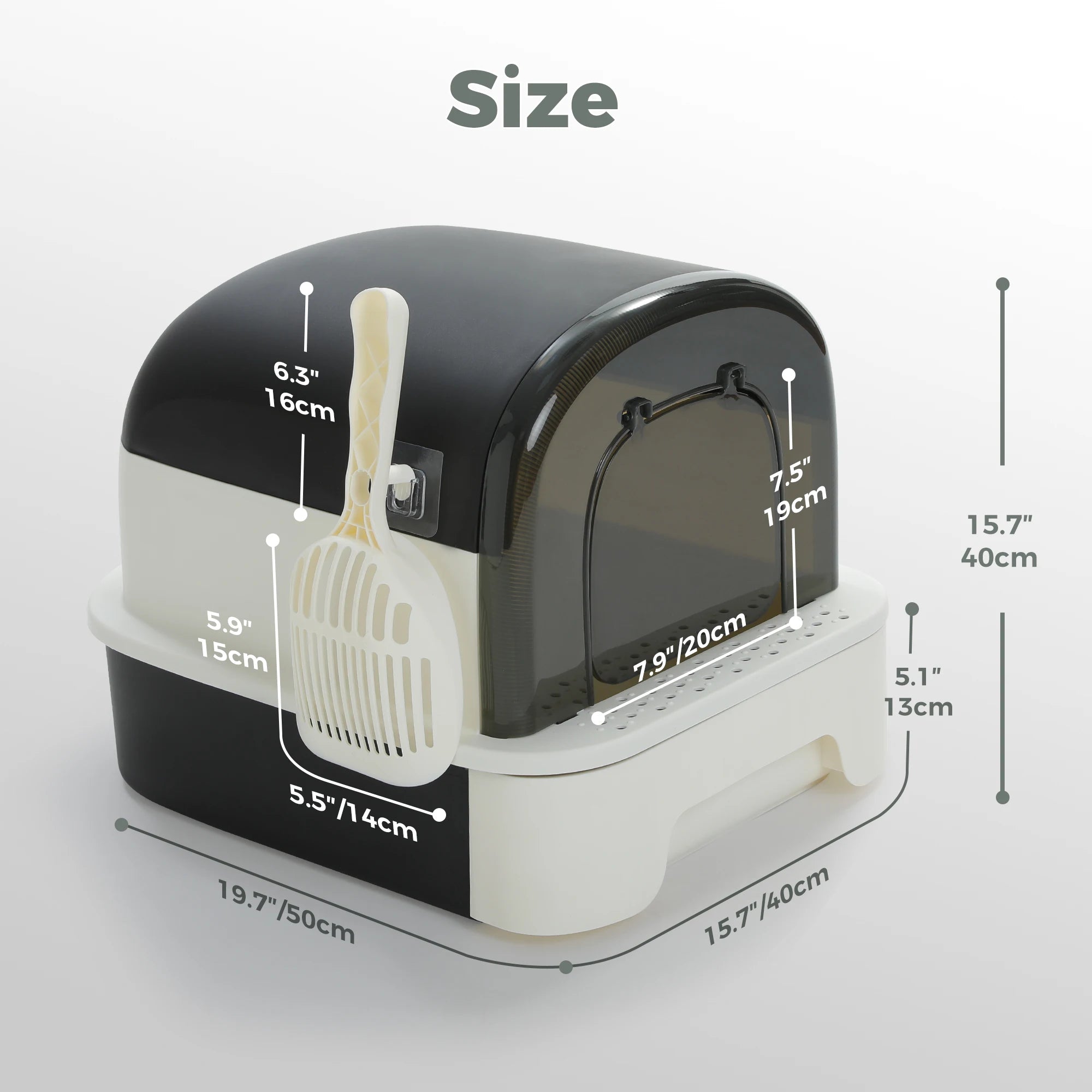 Foldable Cat Litter Box with Cat litter Scoop and Lid Indoor Large Drawer Type Enclosed Cat Toilet Anti-Splashing Easy to Clean