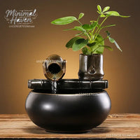Minimalist Ceramic Waterflow Ornament Zen Chinese Style Office Desk Study Room Decorations Small Tabletop Fountain for Home