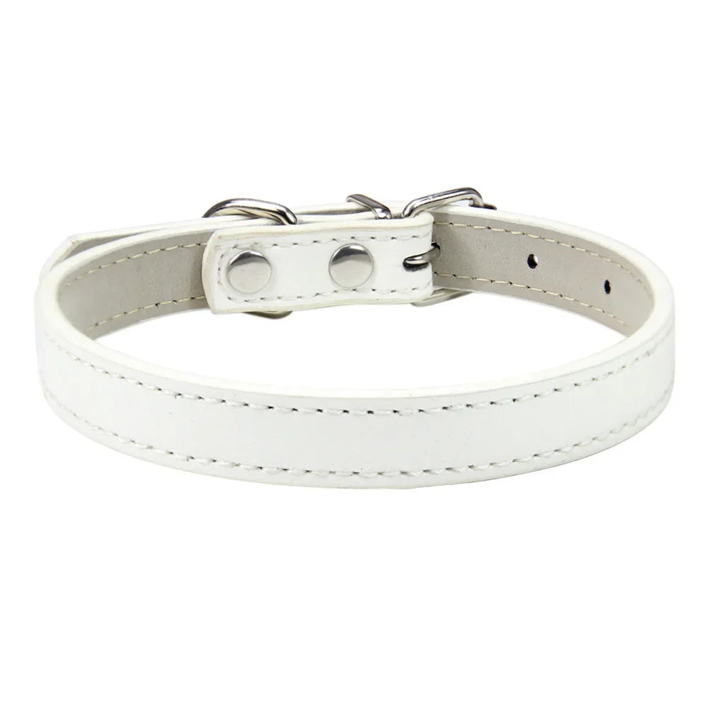Soft Leather Solid Dog Collar Adjustable Puppy Neck Strap Safe Collars for Small Medium Big Dog Kitten Necklace Cat Accessories