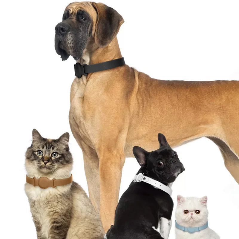 High-quality PU Leather Pet Collar With Airtag Holder, 3 Sizes Adjustable Pet Collar Perfect For Cat/Puppy/ Medium Large Dog